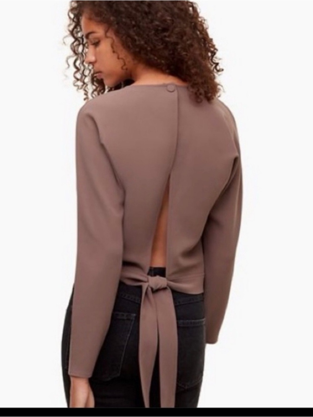 Aritzia Wilfred Loan Blouse Open Back Tie Waist Sz- S Romantic Goth Balletcore